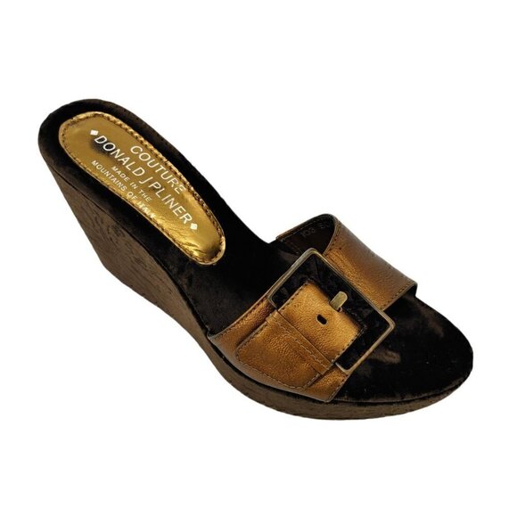 COUTURE DONALD J PLINER Bronze Leather and Velvet - Picture 1 of 12